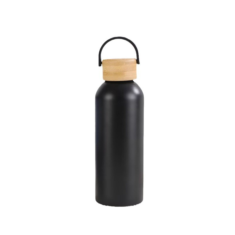 New cross-border American-style small-mouthed sports bottle, simple bamboo cap portable sports water bottle, 304 stainless steel insulated cup Item Picture