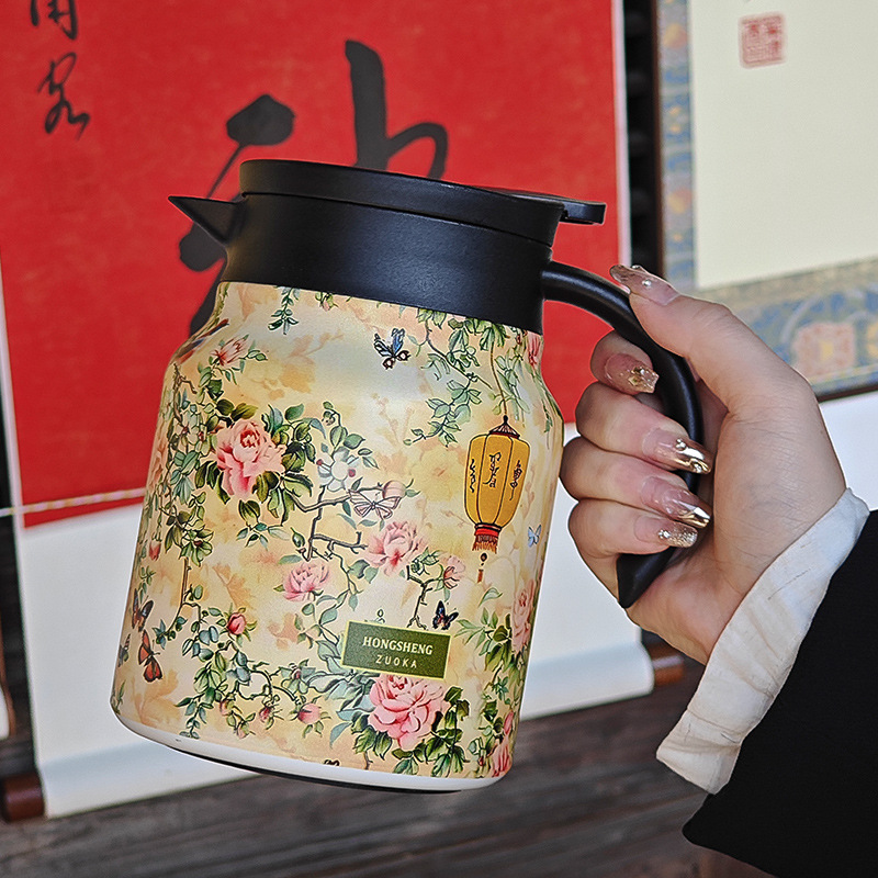 Chinese-style stewed teapot, household tea brewing professional insulated teapot, high appearance level, large capacity tea and water separation, old white tea steeping teapot Specification drawing