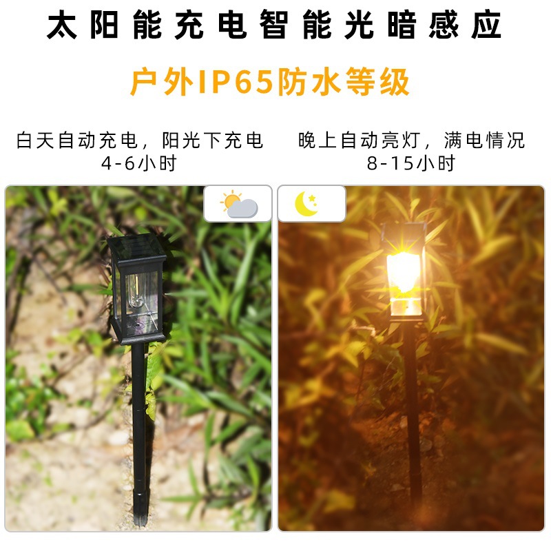 Solar garden lights, cross-border led square tungsten filament lights, outdoor waterproof ground plug landscape lights, garden lights, lawn lights Application Scenario