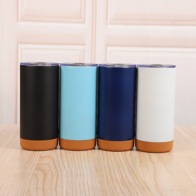 Wow Customized cross-border cork bottom straight cup, double-layer vacuum stainless steel insulated cup, anti-slip and anti-drop car cup, beer full figure