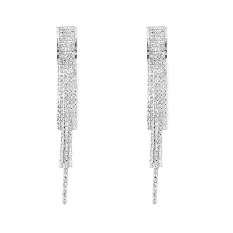 The design sense full diamond tassel earrings, a new trendy ear accessory for women in 2025, exude a gentle and elegant, high-end and light luxury charm Item Picture