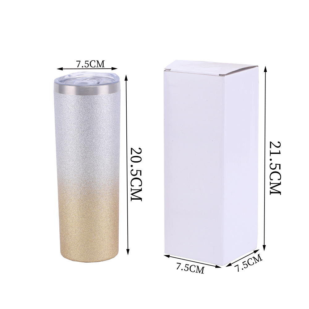 Cross-border exclusive 20oz car cup, heat-sublimated coated stainless steel vacuum straw cup, portable insulated straight cup for car Item Picture