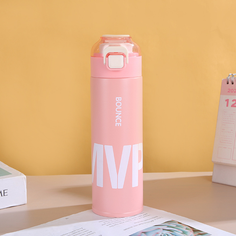 mvp letter high appearance level 316 stainless steel handle bouncy insulated cup, men's handle outdoor women's sports water cup details Picture