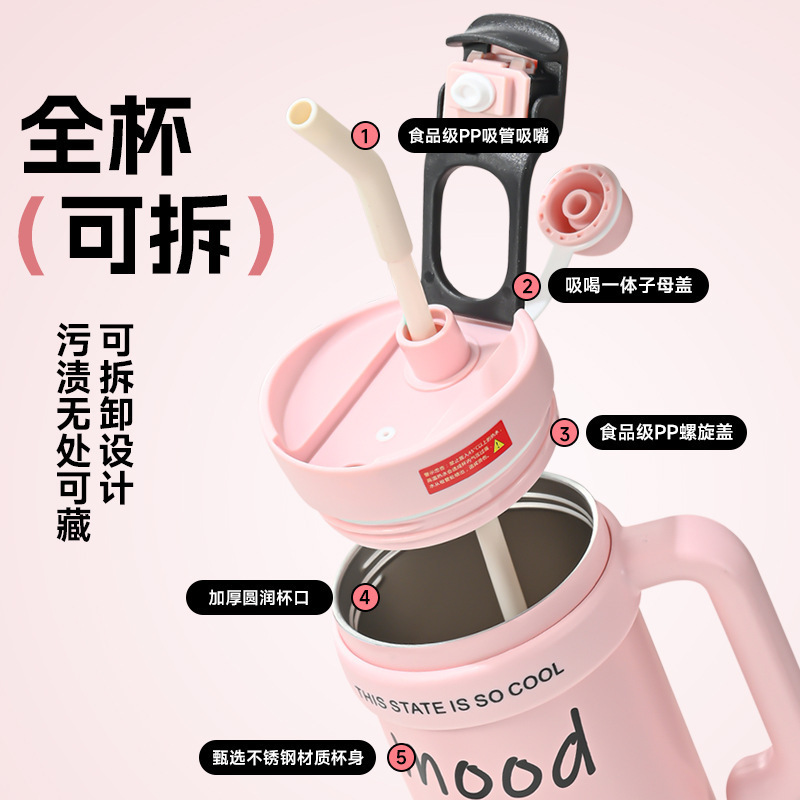 New giant insulated cup, ice cup, straw cup, large-capacity car cup, home and office handle insulated cup Application Scenario