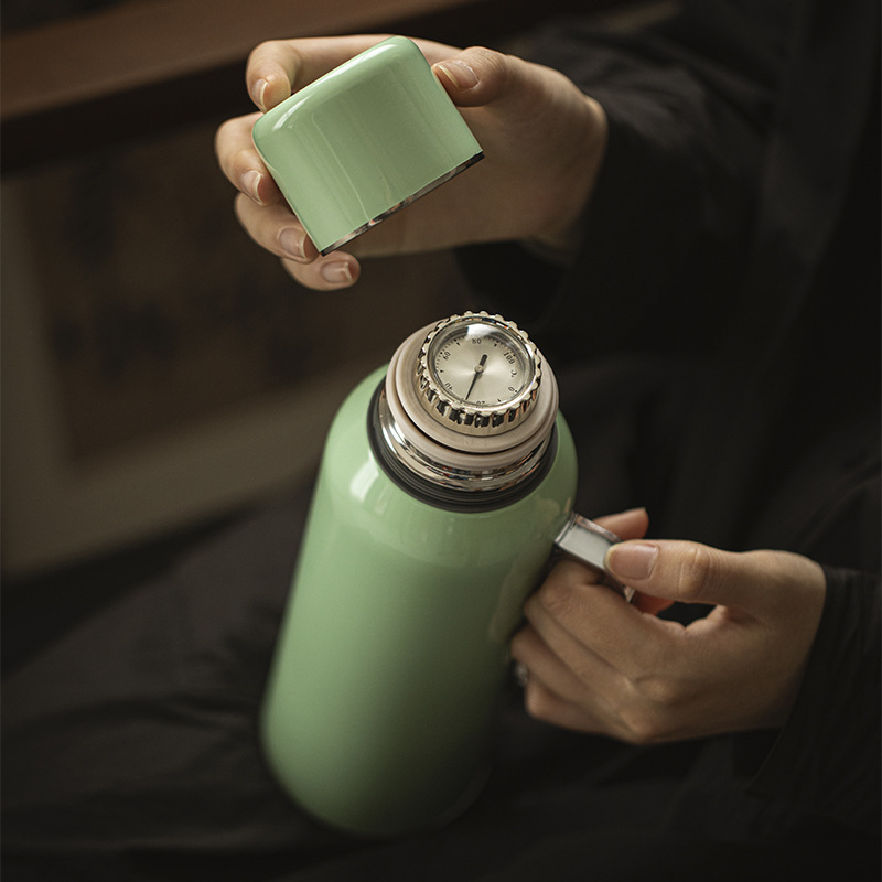 Moji stewed teapot mechanical temperature display household insulated water bottle, 316 stainless steel outdoor portable elegant insulated water bottle details Picture