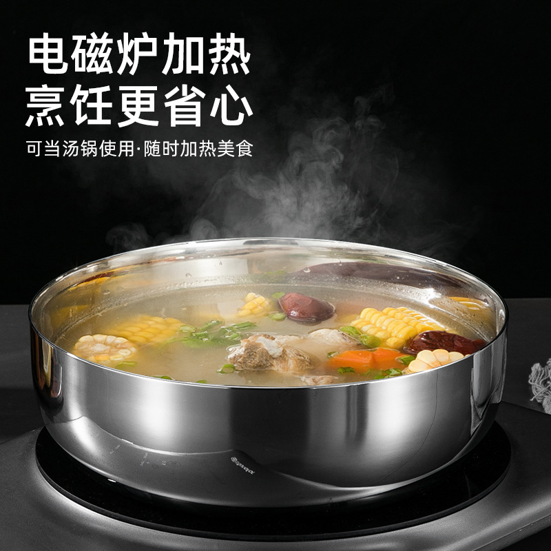 Wholesale of thickened stainless steel basins, washbasins, household thickened washbasins, soup basins, kitchen egg-beating basins, and cross-border services Specification drawing