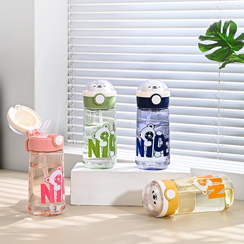 Aishang Cup Cartoon Planet Straw Cup, Portable Cup, Children's Fun Water Cup, Pop-up Lid, Plastic Cup for boys and girls of students details Picture