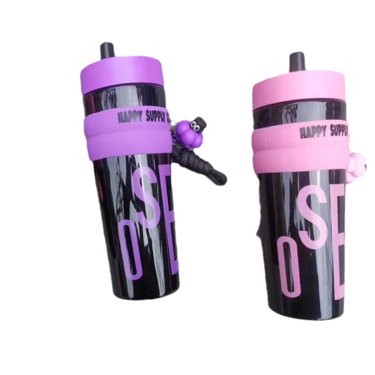 Summer high-appeartion-level girls' casual cup, large-capacity straw cup, coffee cup, fashionable sports water cup, straw with handle Item Picture