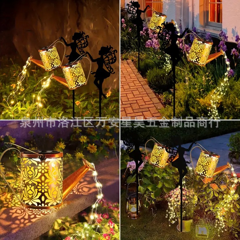 European-style retro garden balcony flower fairy ironwork ground plug, solar outdoor courtyard angel flower plug, sheep hook Application Scenario