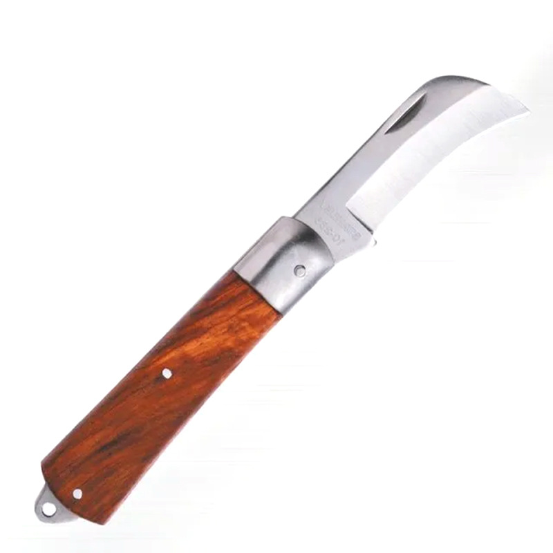 Multi-functional electrician's knife, old-fashioned wooden handle folding electrician's knife, cable stripping knife, straight-edge stripping knife, curved edge wire pulling knife details Picture