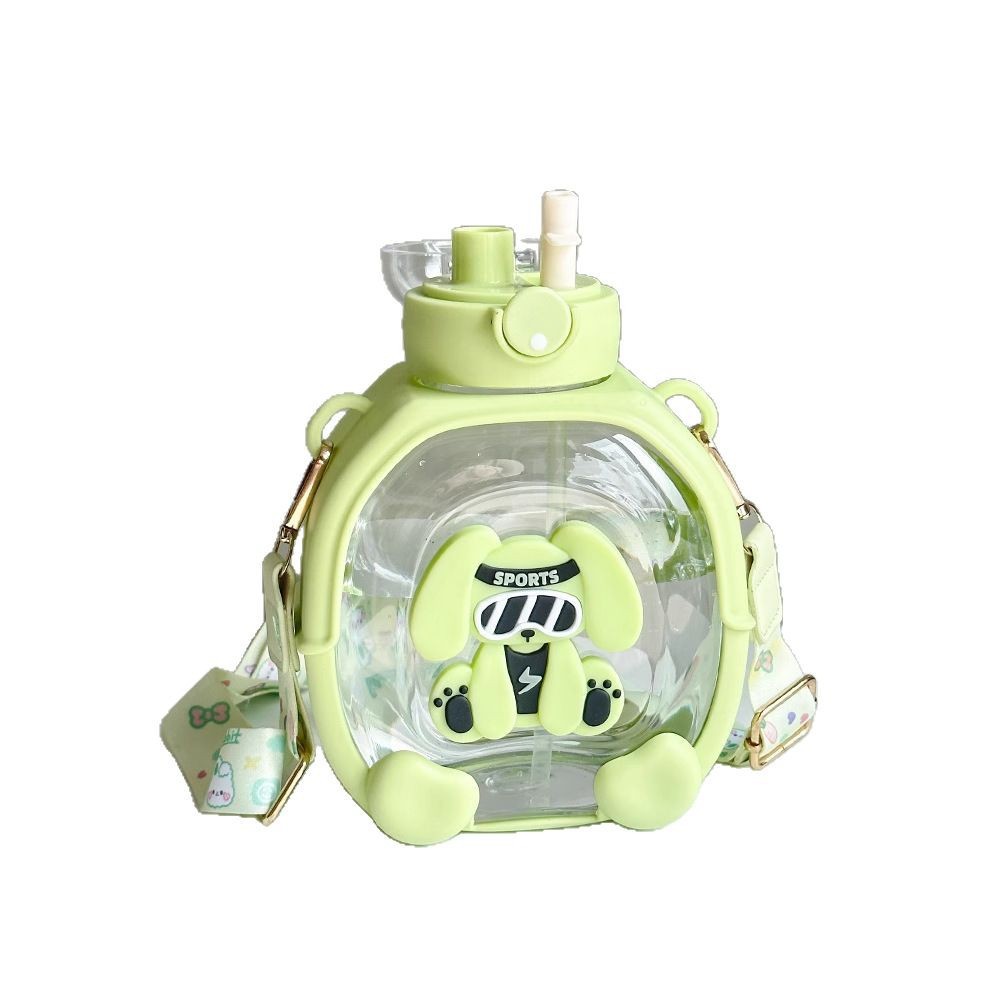 Summer children's water cup, large-capacity student plastic cup, cute straw cup, high appearance level, double-spout, outdoor anti-drop cup Item Picture