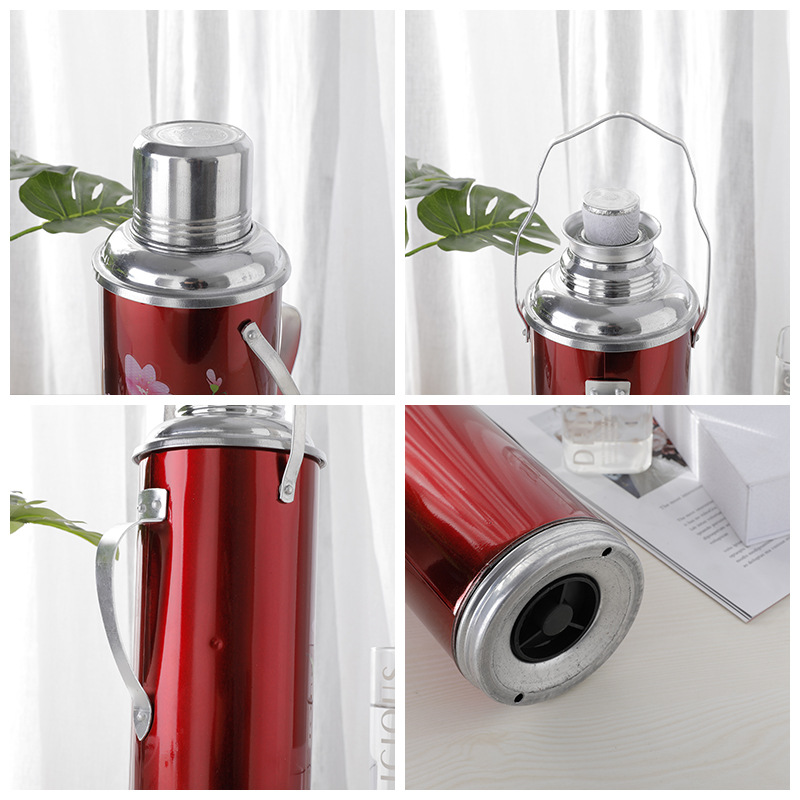 Retro glass-lined thermos flask, household tea bottle, thermos flask, thermos flask, portable tinplate insulated flask Specification drawing