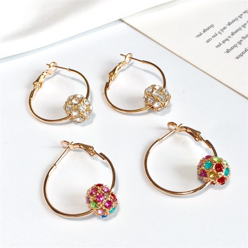 Korean version of ins colorful crystal ball stud earrings, retro and fashionable colorful diamond small ball earrings and earrings Application Scenario