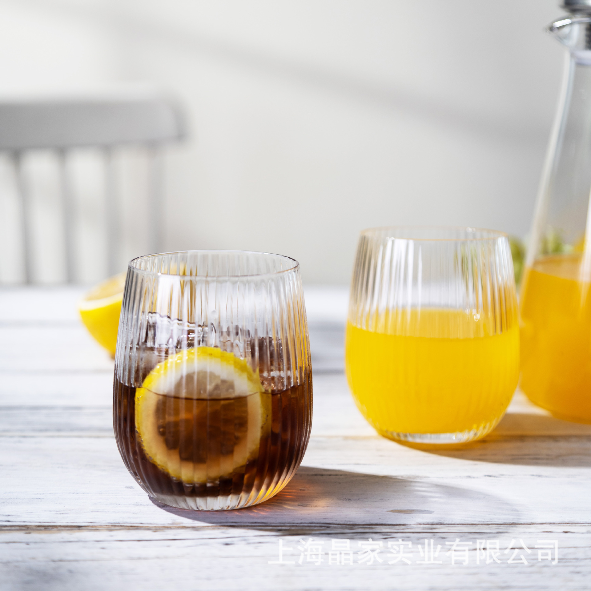 Vertical striped simple glass cups, foreign wine glasses, whisky glasses, transparent beverage juice cups, home coffee milk cups Specification drawing