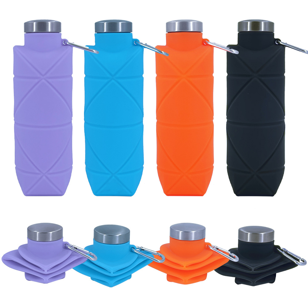 Creative portable diamond-shaped water bottle, portable silicone foldable and stretchable water cup, 700ml outdoor sports water bottle details Picture