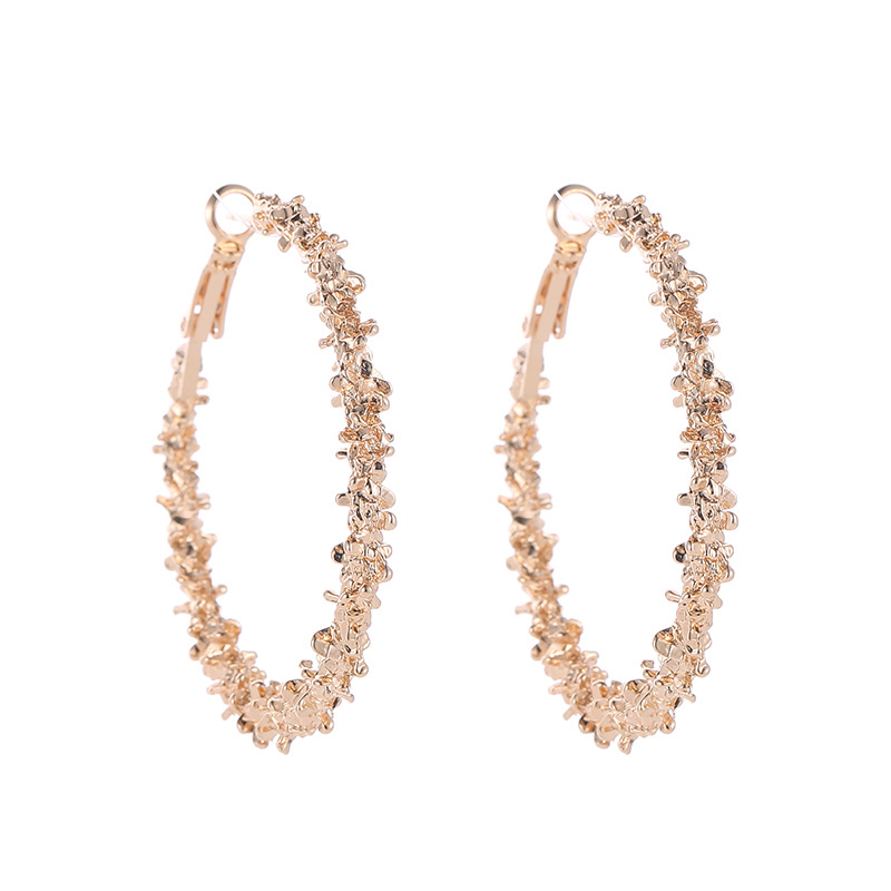 New best-selling earrings in Europe and America: simple, irregular, multi-pointed circular earrings, alloy electroplated, personalized and versatile stud earrings Item Picture