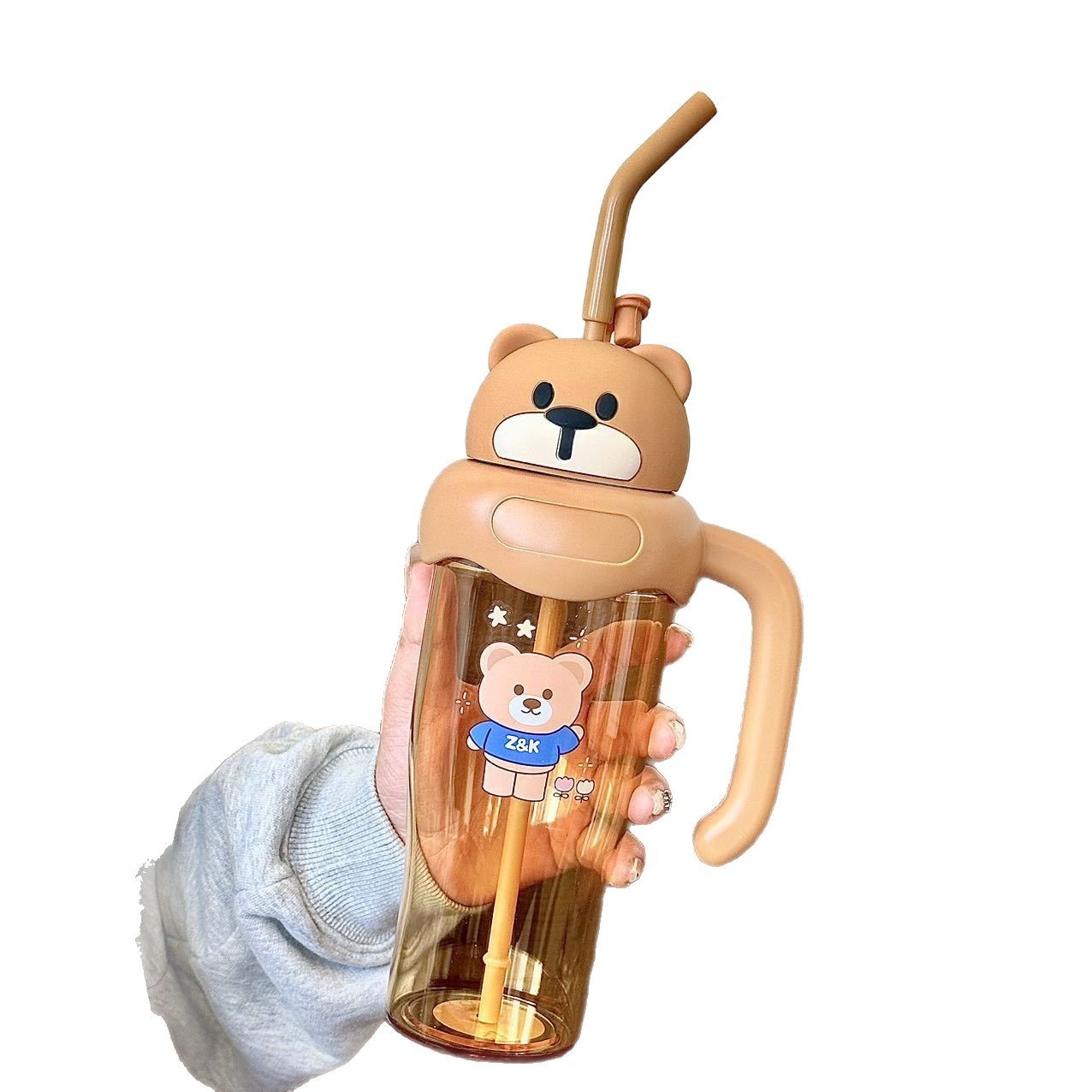 New large-capacity ice king water cup for students, high appearance level straw cup, high-temperature resistant cartoon, portable for going out to the office Item Picture