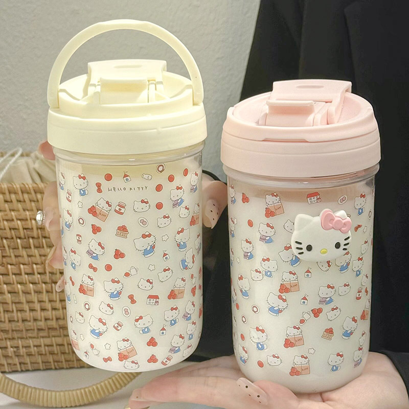 New InS-style cute sticker girls' straw cup, portable large-capacity home cup for easy use full figure
