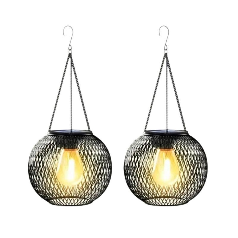 Cross-border outdoor solar garden light, grid-shaped suspended solar outdoor garden light, garden metal hanging light installation Item Picture