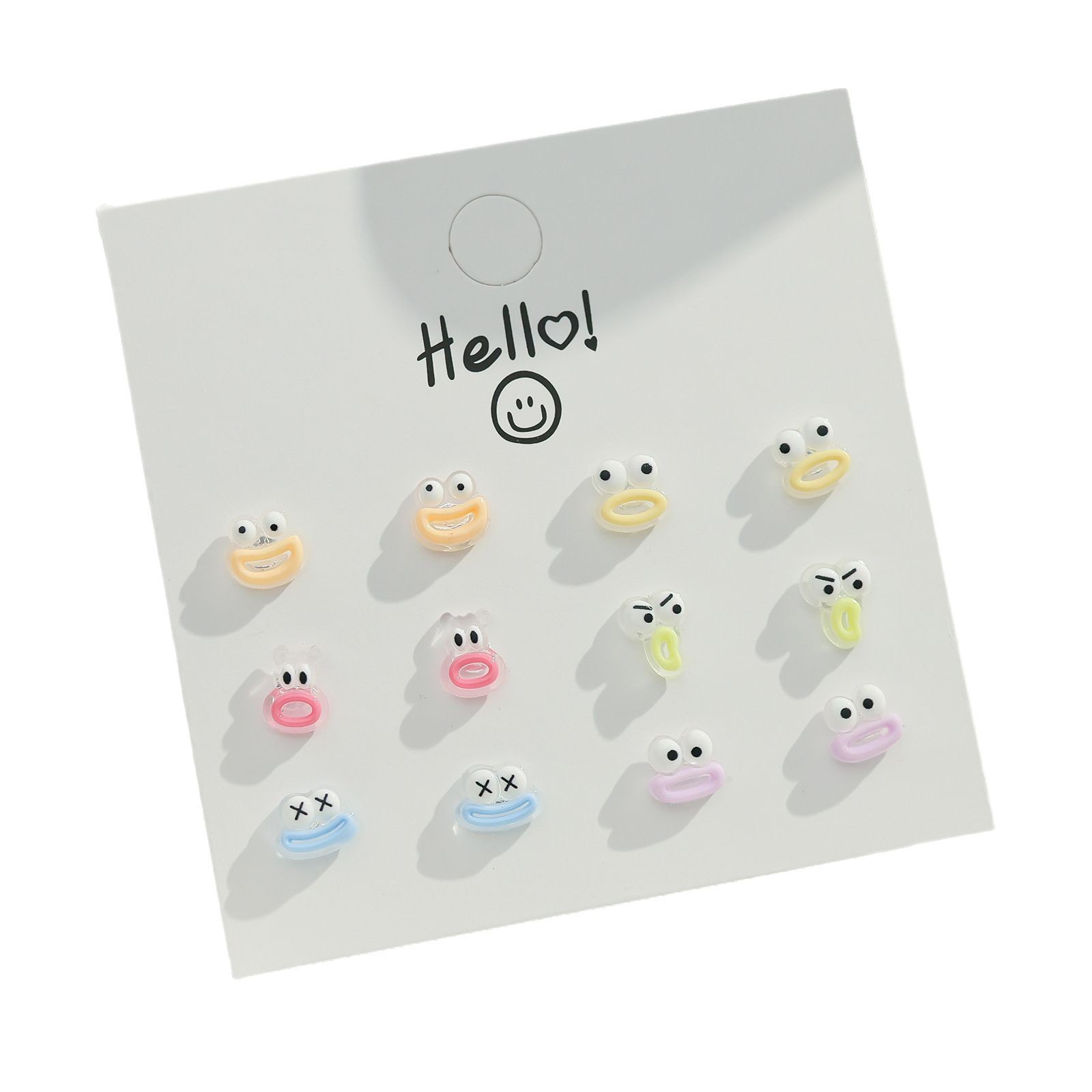 The funny expression resin stud set for girls is cute, sweet and versatile. Dopamine earrings are selling well at a street stall. Wholesale of earrings Item Picture