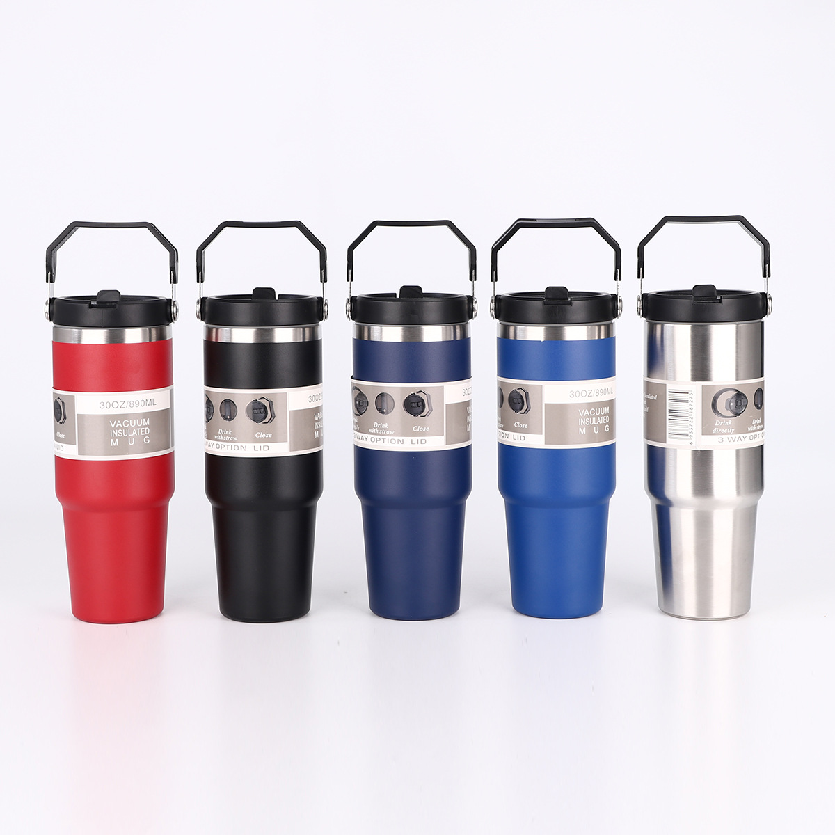 New 30oz car cup, 304 stainless steel double-layer vacuum insulated cup, straw cup, outdoor portable hand-held cup Item Picture