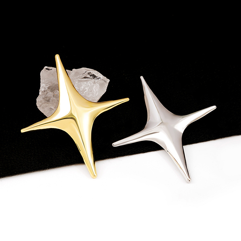 European and American retro metal style star-shaped brooch suit coat, niche pin, simple and elegant accessory, suitable for both men and women full figure