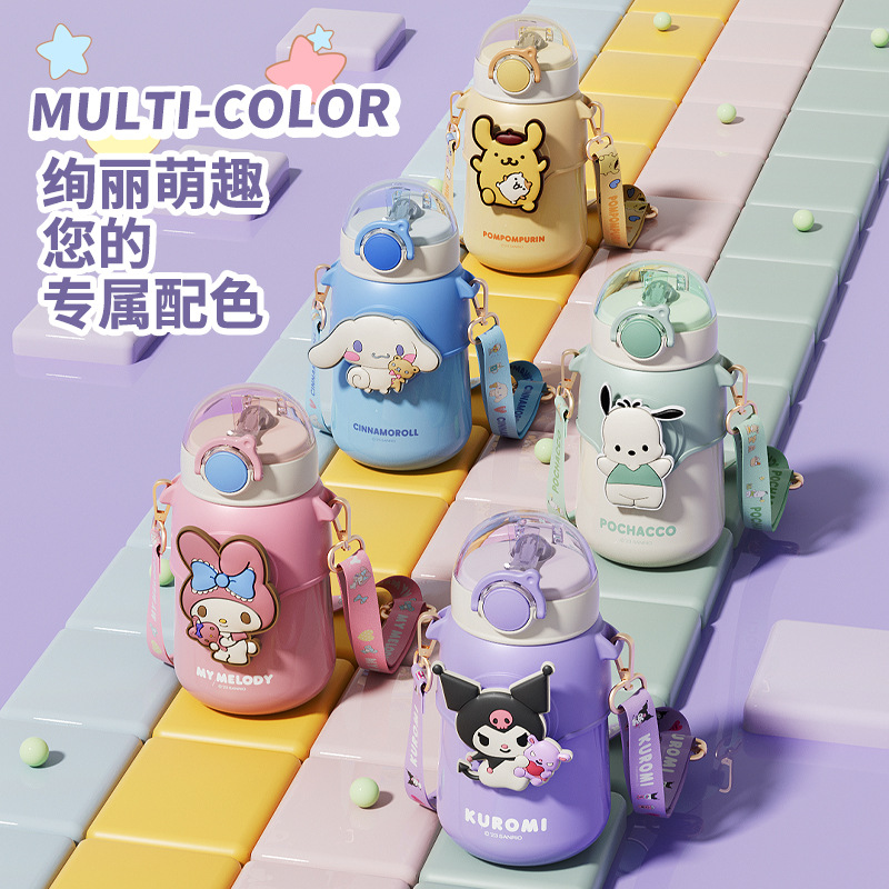 Sanrio officially authorized student insulated cup, cartoon sports water cup, personalized women's straw cup, cute pop-up lid cup Application Scenario