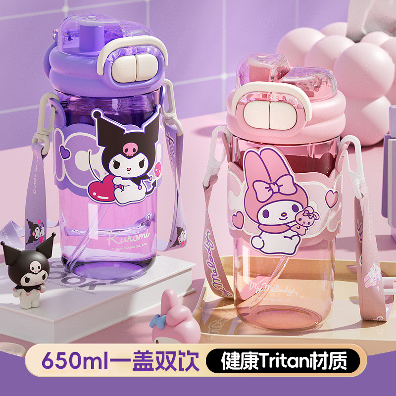 Sanrio children's water cups are convenient and have a high appearance level. They are large-capacity straw cups for girls and tritan plastic cups for students details Picture
