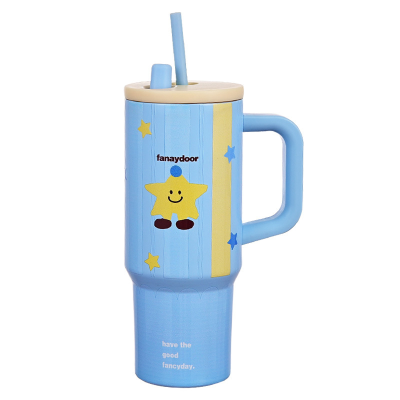 New Tonton Ice King Cup for girls, high appearance level, straw cup, portable insulated cup, outdoor car cup with handle Item Picture