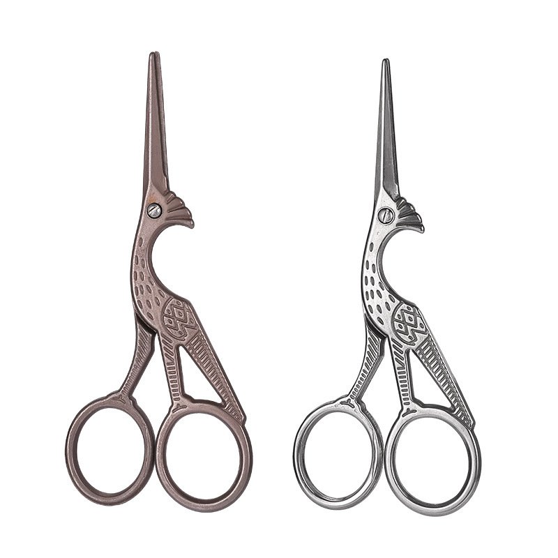 Stainless steel crane scissors, retro crane shaped scissors, tea scissors, cross-stitch handcrafted creative household small scissors Item Picture