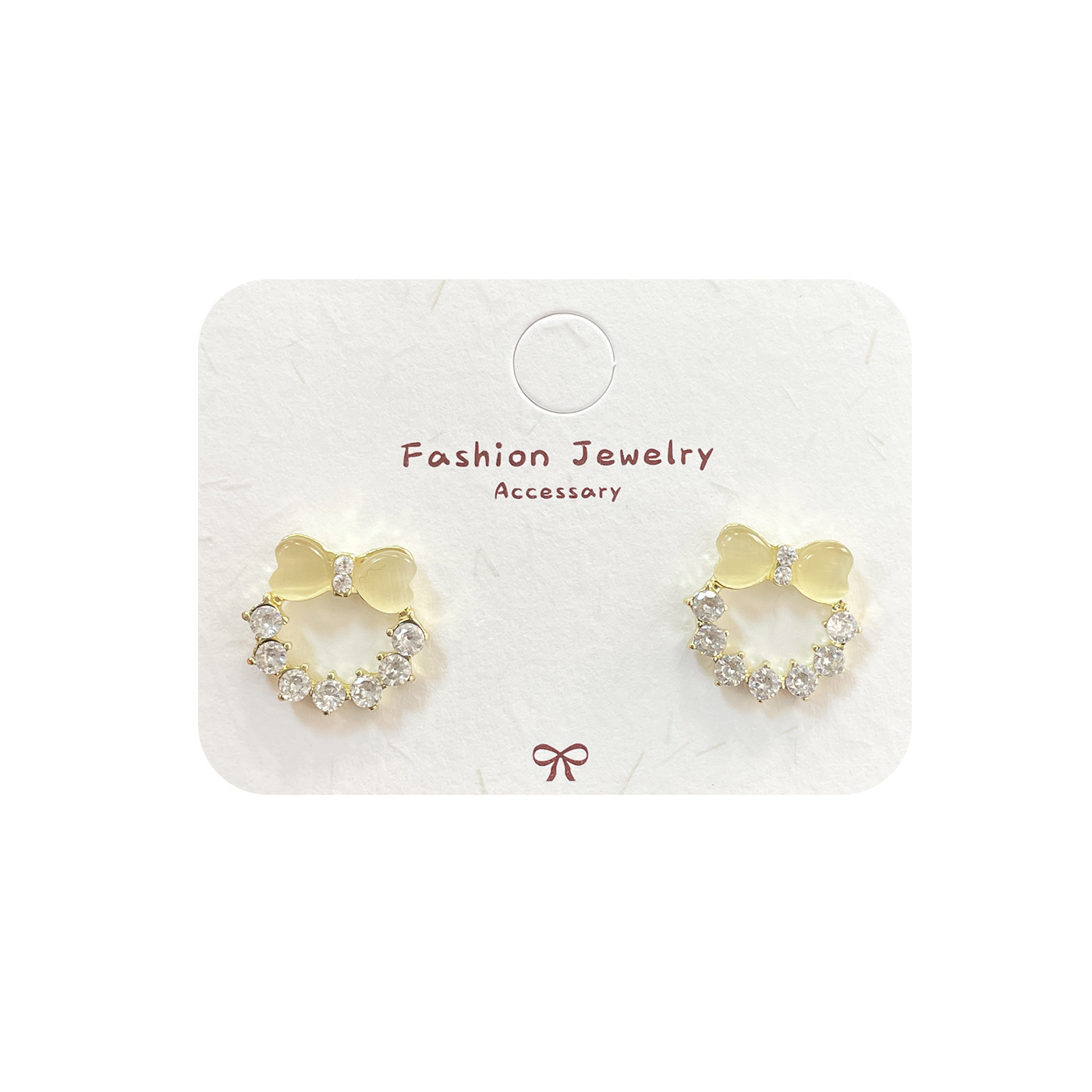 Spring Korean-style exquisite cat's eye stone bow pearl ring stud earrings, women's silver needle diamond-encrusted high-end and elegant earrings Item Picture
