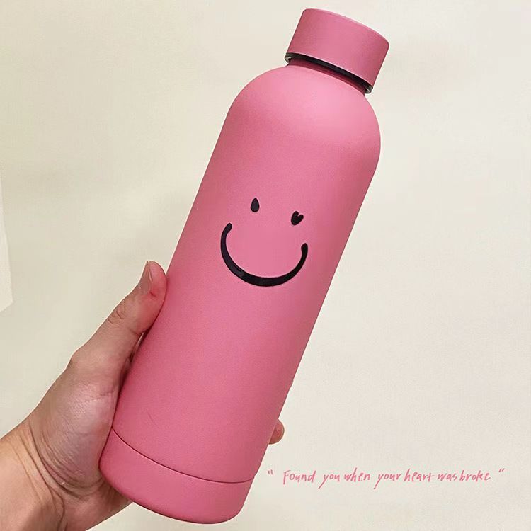 Simple smile portable stainless steel insulated cup couple water cup, large capacity, lightweight and portable, high appearance level manufacturer details Picture