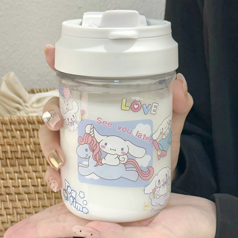 New kt cat cute sticker for girls on Instagram, portable double-drinking cup, heat-resistant plastic cup Specification drawing
