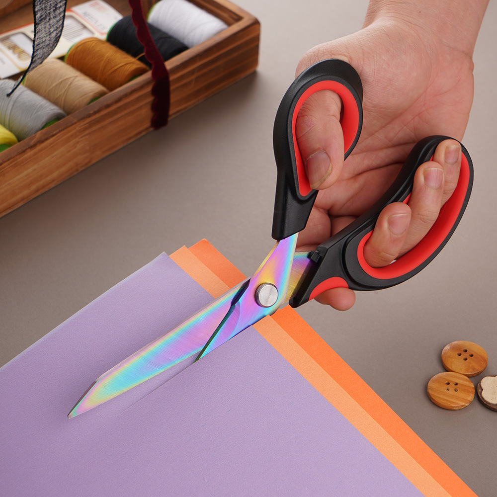 Cross-border stainless steel titanium-coated tailor scissors, sewing scissors, clothing scissors, home garment cutting scissors, large hand scissors, fabric cutting scissors Specification drawing