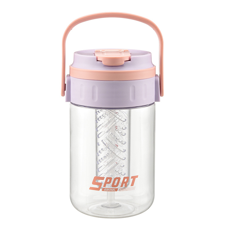 Tea-water separation coffee cup, women's sports and fitness straw cup, women's health-preserving flower tea with tea strainer, plastic water cup Item Picture