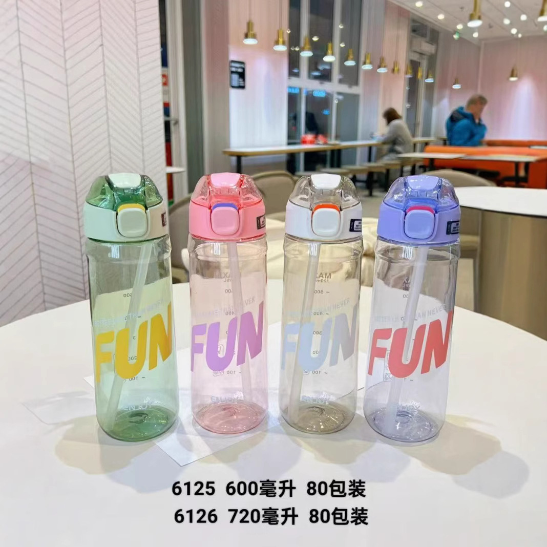 Yitong Simple Student portable water Bottle, straw cup, couple's casual cup, plastic water cup wholesale, children's sports cup Specification drawing