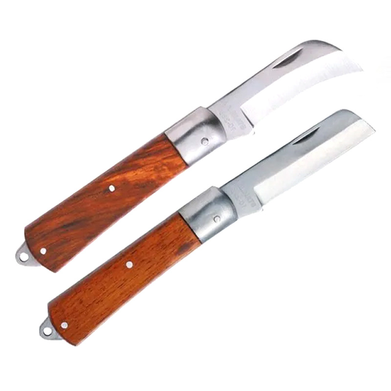 Multi-functional electrician's knife, old-fashioned wooden handle folding electrician's knife, cable stripping knife, straight-edge stripping knife, curved edge wire pulling knife Item Picture