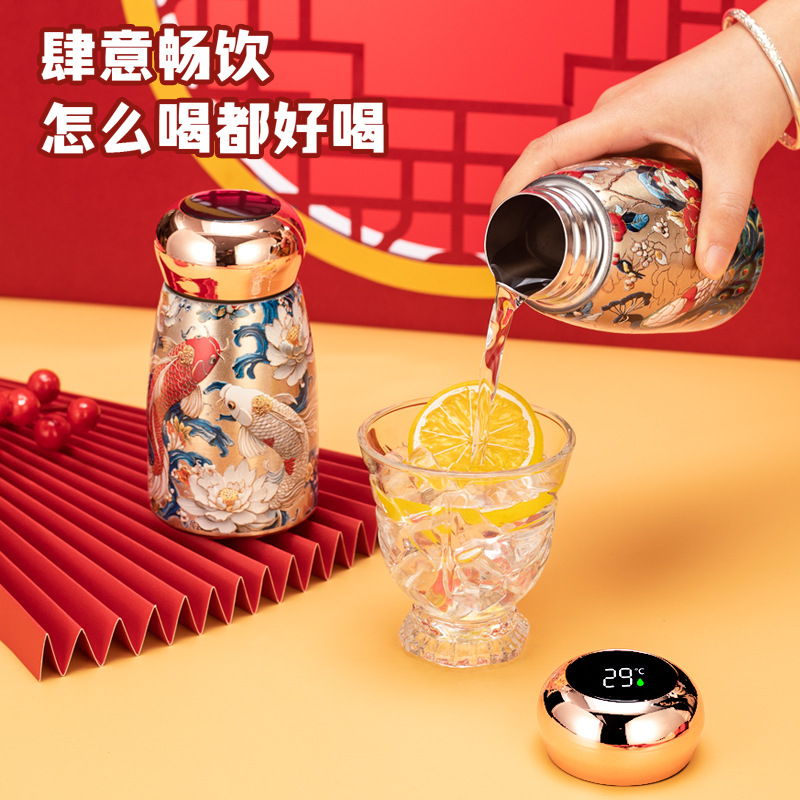 New high-appearation-level small-capacity portable water cup, national trend mini 316 women's insulated cup, national style ceramic inner liner cup details Picture