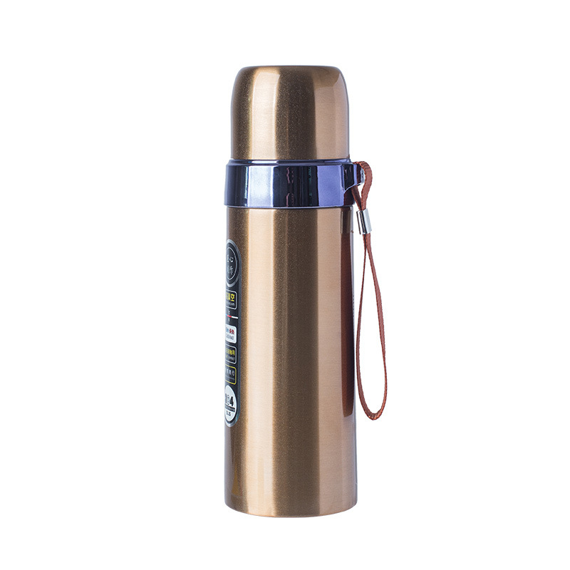Stainless steel insulated cup with a strappy bullet head, large-capacity travel kettle, sports water bottle, LOGO custom gift water cup Item Picture