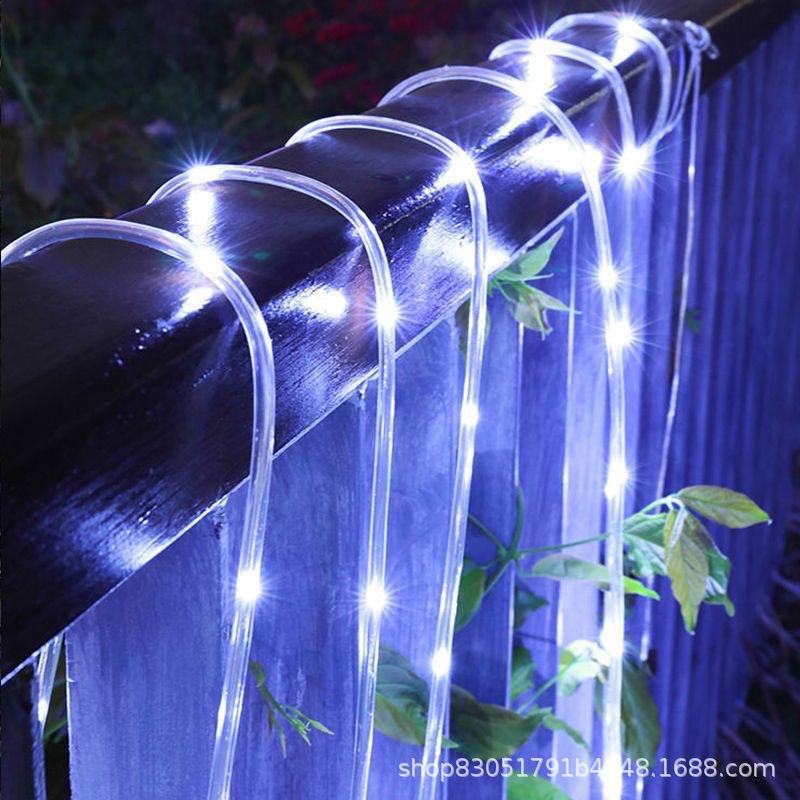 New solar light strip outdoor waterproof courtyard ultra-bright ambient light, outdoor LED copper-colored tube line color light Specification drawing