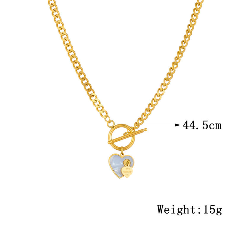European and American fashion niche design gold-plated titanium steel OT buckle chain shell heart pendant jewelry necklace Application Scenario