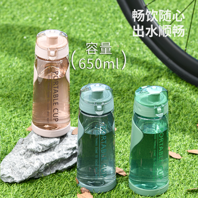 High-temperature resistant plastic portable water cup, student sports water bottle, men's and women's summer sports children's water cup, durable full figure