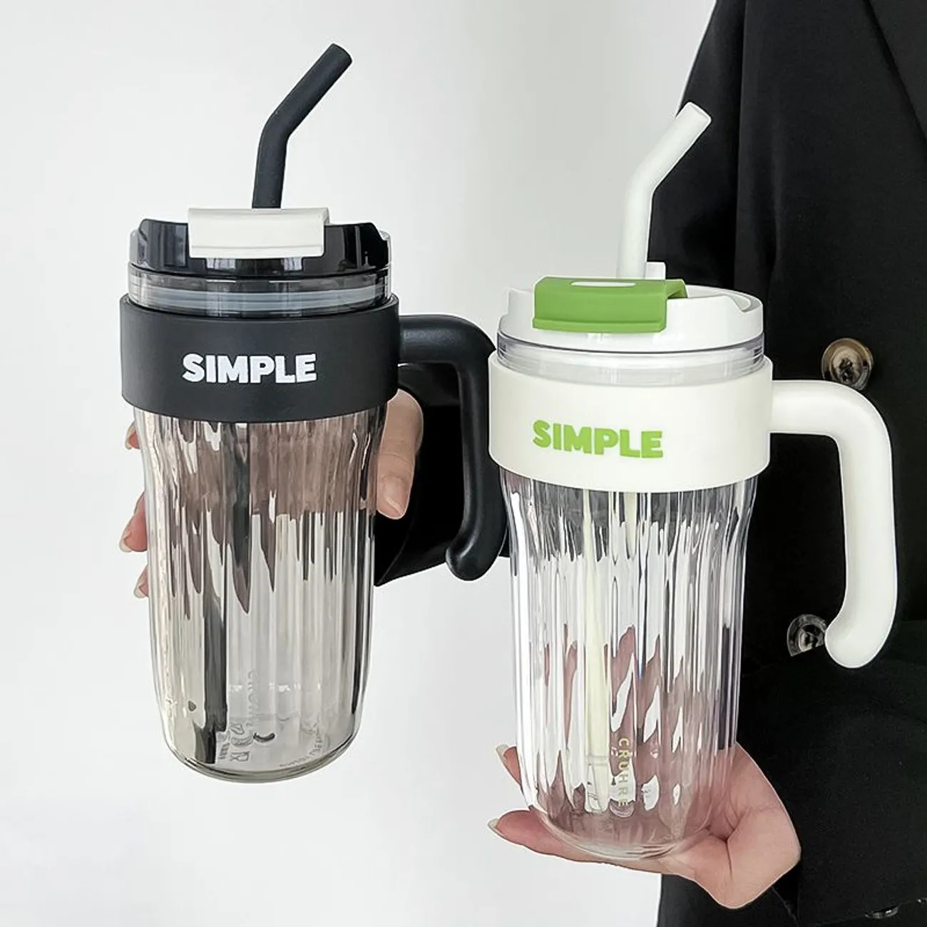 Simple straw cup, high appearance level, girls' office couple water cup, gift, summer Internet celebrity, ins style fashionable plastic cup full figure