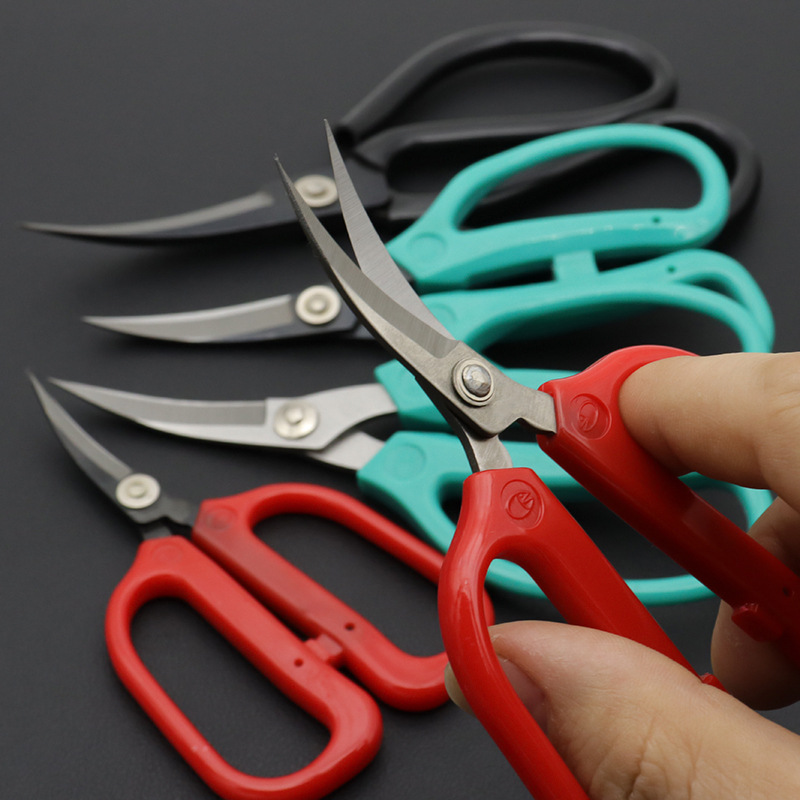 Elbow scissors, stainless steel upturned head, industrial rubber sole, leather trimming, garment making, garment tailoring, cutting, wiring head details Picture