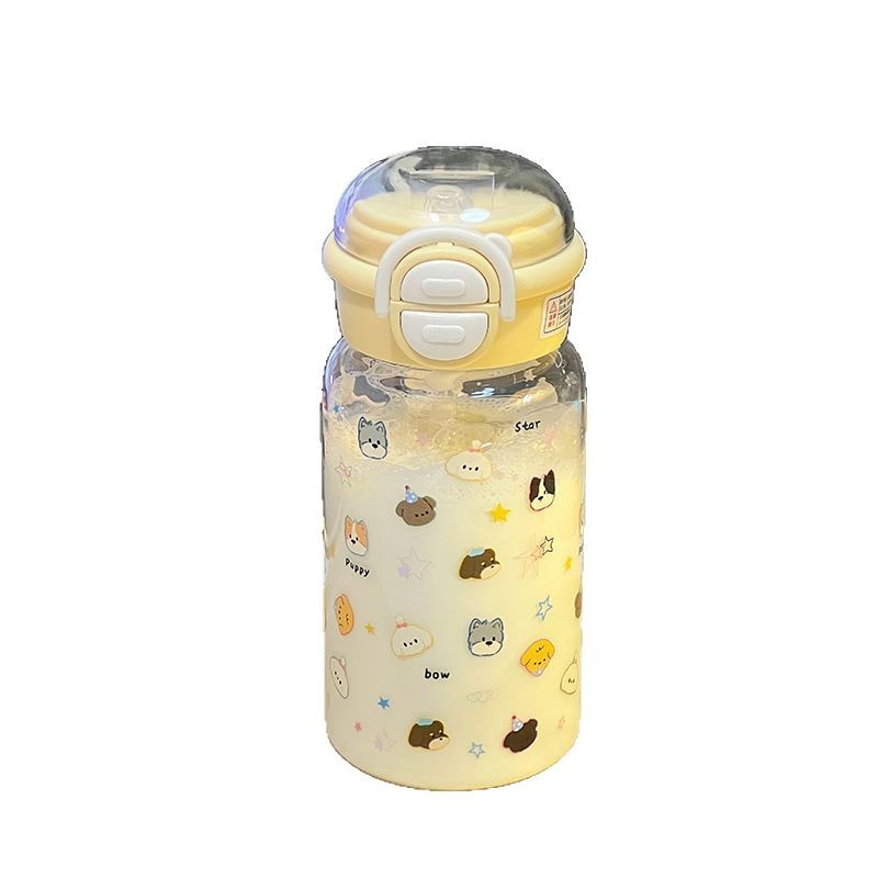 High appearance level 2025 girls' plastic cup summer water cup New portable double-lid double-drinking cute campus cup for going out Item Picture
