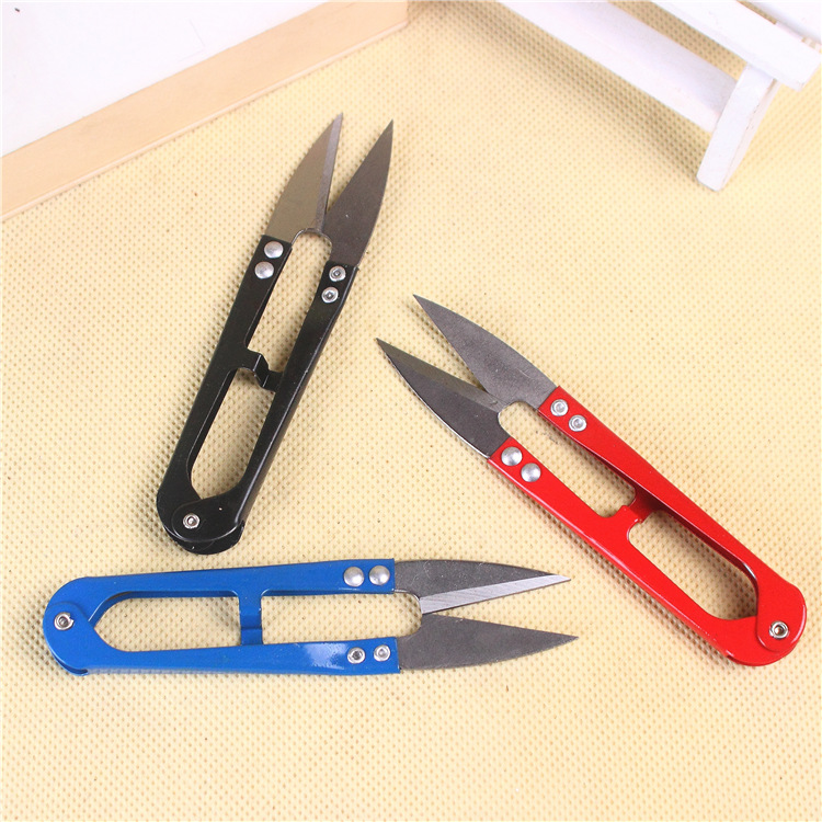 Stainless steel U-shaped scissors, colorful cross-stitch small scissors, yarn thread ends, tailor's scissors, practical home tools details Picture