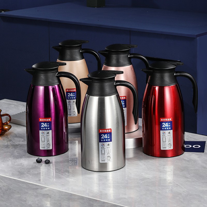 304 stainless steel vacuum coffee pot, double-layer welcome pot, large-capacity hot water kettle, household thermos flask, 2L insulated pot details Picture