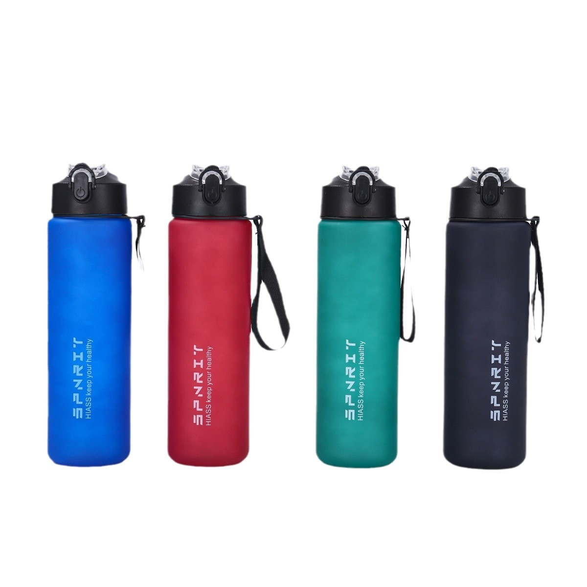 Wholesale of simple and large-capacity sports water bottles, solid-color double-drinking plastic cups, outdoor portable space kettles with handles Item Picture