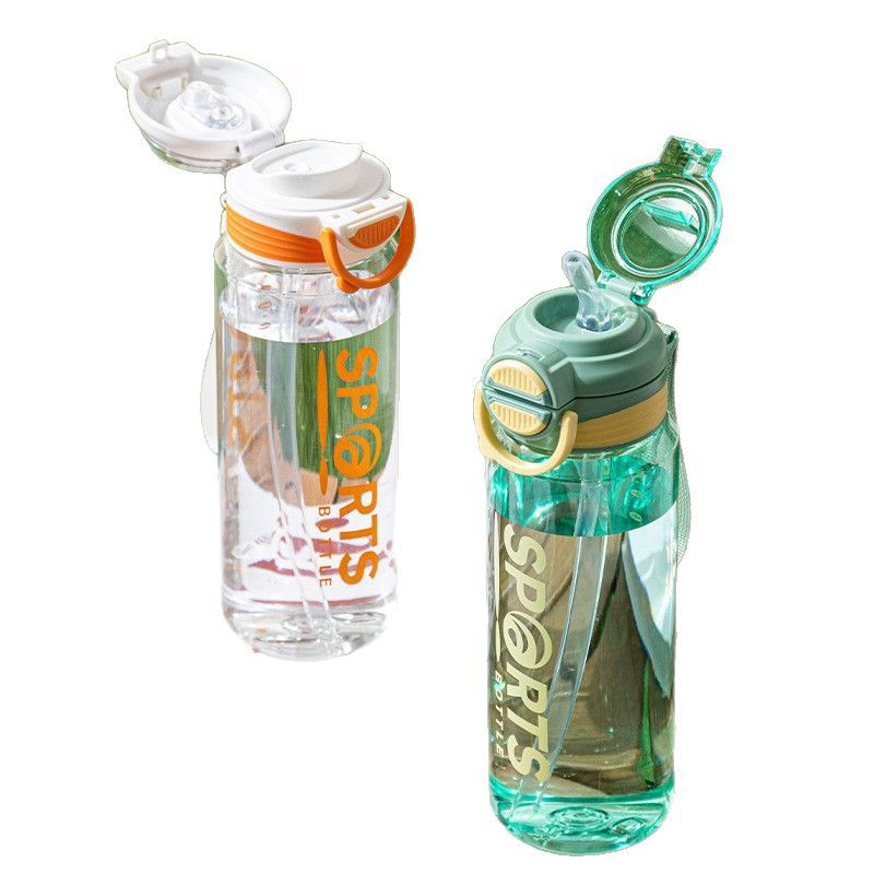 Summer high-appeartion-level plastic cups for men and women, portable outdoor sports couple water cups, double-drinking straw cups, travel cups Item Picture