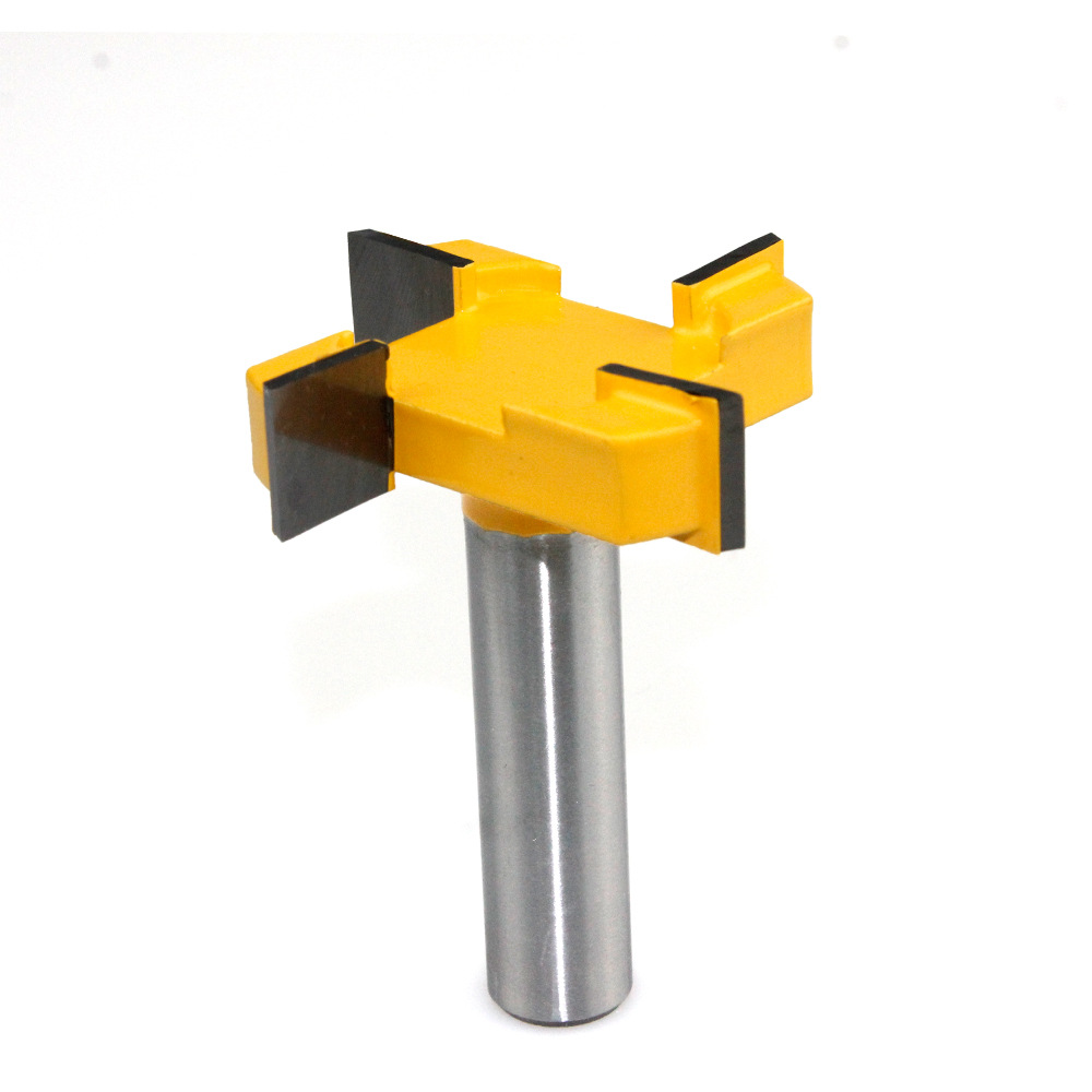 8 1/2 pieces 12mm 4 four-edge bottom cleaning knives, yellow woodworking milling cutters, engraving machine heads, large diameter slotting knives details Picture